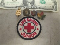 Vintage Pins & Junior Red Cross Patch - US Navy