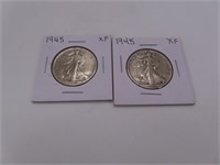 (2) 1945 SIlver Walking Liberty Half Dollar Coins