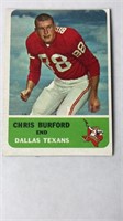 1962 Fleer Football - # 27 Chris Burford, End,