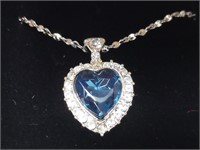 Celine Dion Blue Heart Necklace NEW