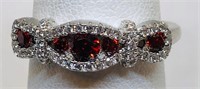 STERLING SILVER CZ RING WITH RED STONE