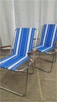 TWO 16"  SEAT HEIGHT RETRO LAWN CHAIRS