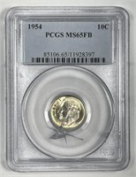 1954 Roosevelt Silver Dime PCGS MS65 FB