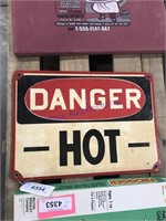 Danger HOT metal sign, 14 x 10