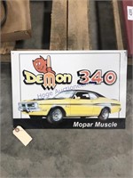 Demon 340 Mopar Muscle tin sign, 16 x 11
