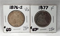 1876-S; ’77 Half Dollars VG-F