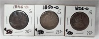 1846-O, ’50-O, ’56-O Half Dollars G