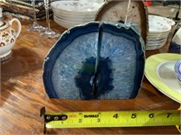 Agate Geode blue bookends