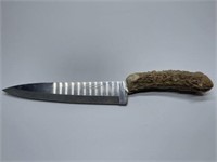 PRECISION HOLLOW GROUND STEEL KNIFE WITH ANTLER