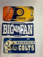 Indianapolis colts and pacers license plates