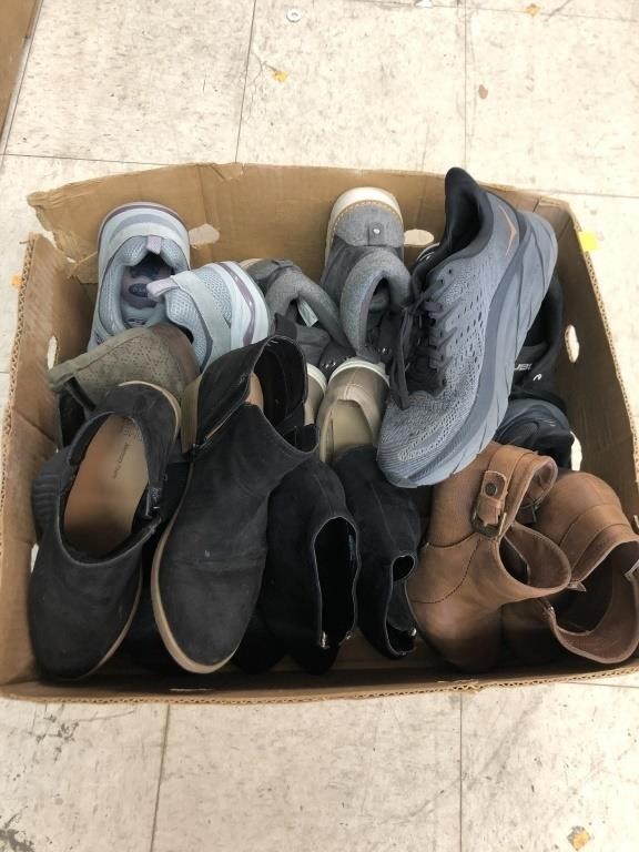 Box of Boots, Shoes - Hoka, Fubu,  etc.