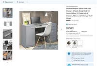 E9315  Madesa Modern Office Desk 53 inch - Grey