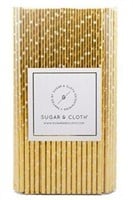 2 PK Sugar & Cloth Paper Straws, Gold Starburst