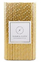 2 PK Sugar & Cloth Paper Straws, Gold Starburst