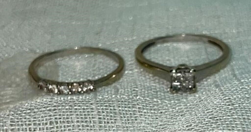 14kt WG Wedding Set, Ring (4 Small Diamonds