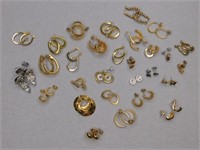 Goldtone pierced earrings - sparkly "jackets"