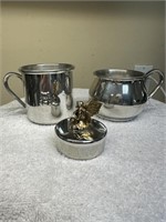Tooth fairy pewter box and baby cups, suitable