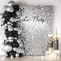 COKAOBE Shimmer Wall Backdrop Silver Sequins Backd