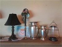 2 lamps,2 vases & candleholder