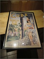 25.5" x 37.5" Framed Repro Cuba Poster