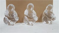 3 WATERFORD CRYSTAL BABOONS & BABIES