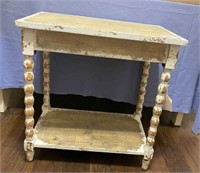 VINTAGE END TABLE WITH WHITE PAINTED &