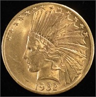 1932 $10 GOLD INDIAN GEM BU