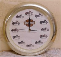 Harley-Davidson wall clock, 13" diameter, battery