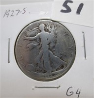 1927-S Walking Liberty silver half dollar