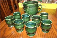 Gluhwein Pitcher & 8 Glasses/ Pottery