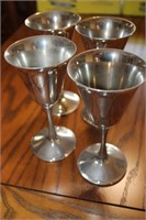 4 Plated Silver Wine Goblets