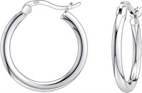 Italian Sterling Silver 18mm Round Hoop Earrings