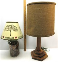 Vintage Table Lamps,Wood And Glass