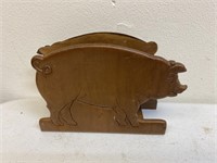 Vintage wooden pig napkin holder