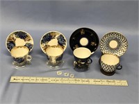 Set of 4 Lomonosov porcelain teacup and saucers an