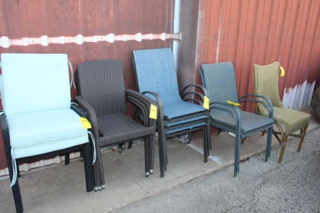 (12) Assort. Patio Chairs, As Shown