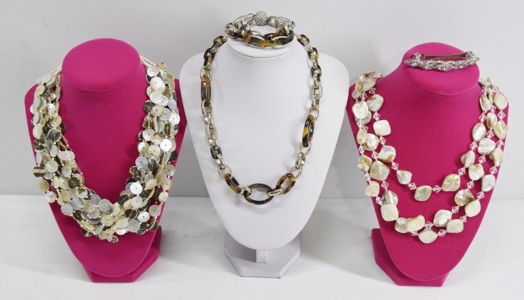 5 Pc Assorted Shell & Rhinestone Jewelery