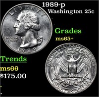 1989-p Washington Quarter 25c Grades GEM+ Unc