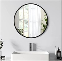 A.T.Lums Black Round Mirror 20 Inch  Round Bathroo