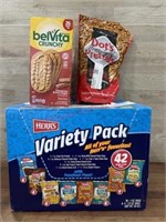 35oz dots pretzels, 25 pack belvita, variety pack