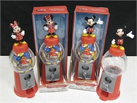 4 Disney Mickey & Minnie Small Gumball Dispensers