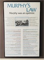Framed poster of Murphy’s Law from 1979 35"x 23"
