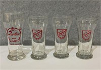 4 vintage peerless beer glasses