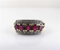 14K Yellow Gold Ruby and Diamond Ring