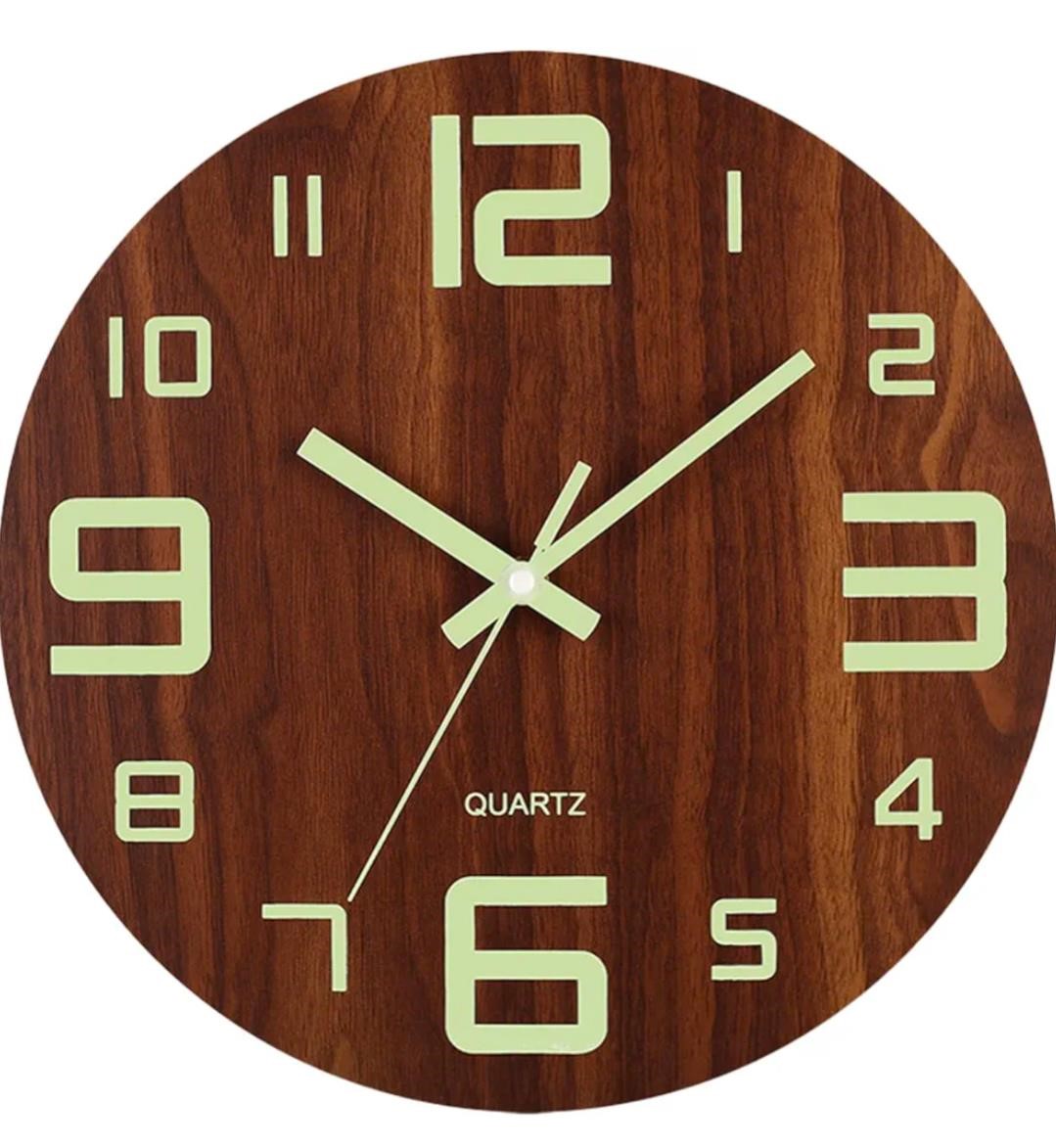($25) jormey Wall Clock Luminous Wooden