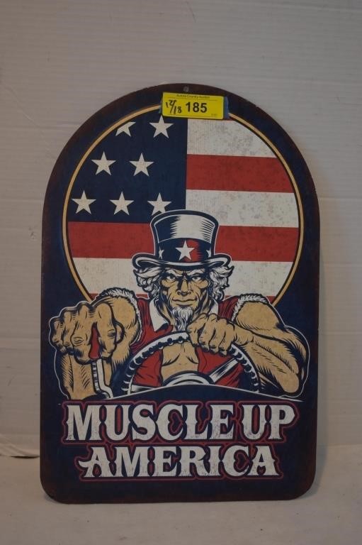 Muscle Up America Metal Sign 12x18