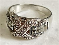 Sterling silver and marcasite ring