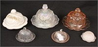 Six Butter Dishes, Imperial Glass, Etc.