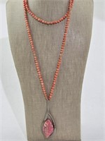 Peach Coral Beaded Necklace