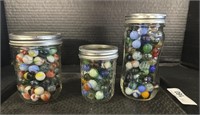 (3) Jars of Glass Marble’s.